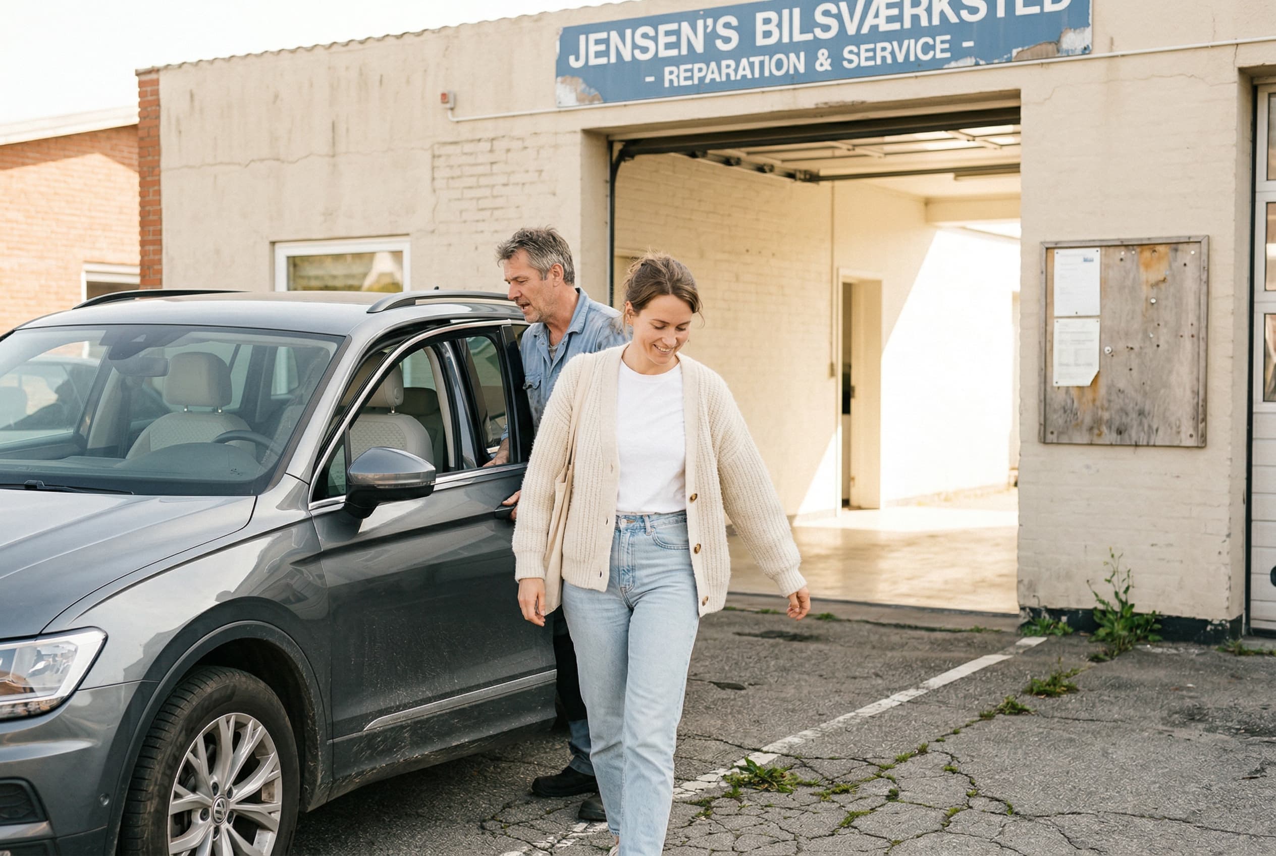 Forhandler og kunde tager imod en bil